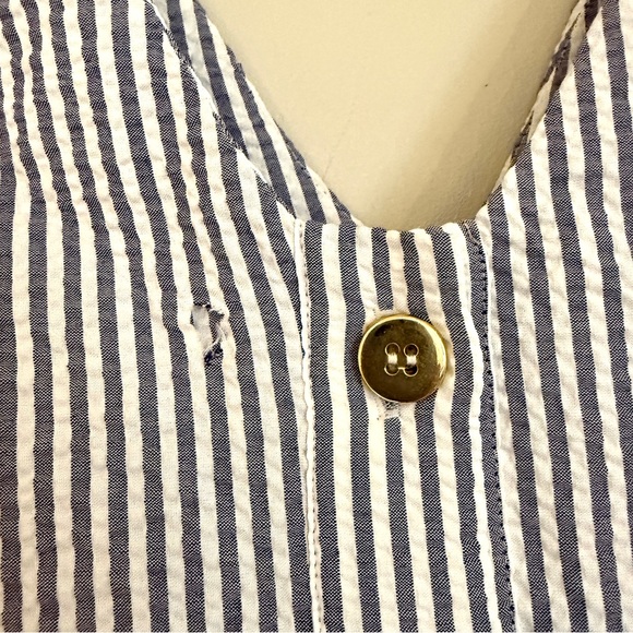 Zara Striped Sleeveless Jumpsuit w/ Button&Pockets, Adjustable Waist, Blue, Sz S - Picture 7 of 15